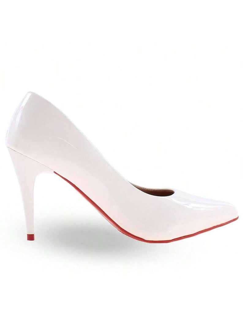 Scarpin Verniz Branco Feminino Salto Médio 8,5cm