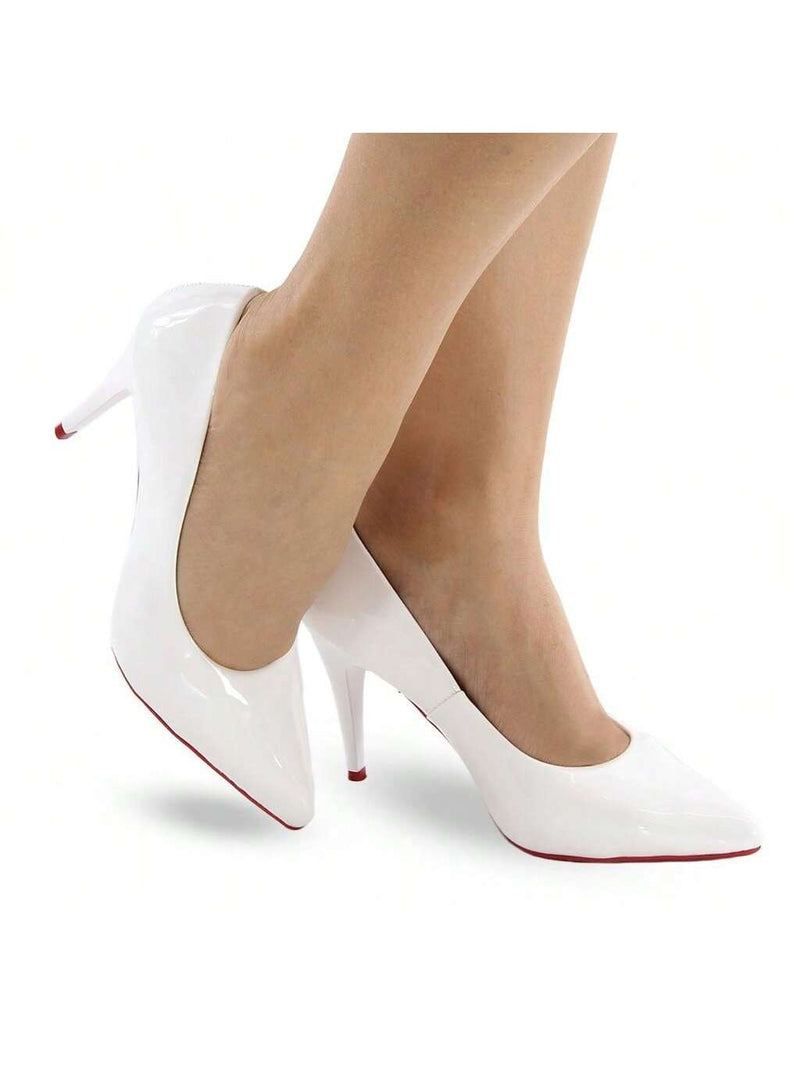 Scarpin Verniz Branco Feminino Salto Médio 8,5cm