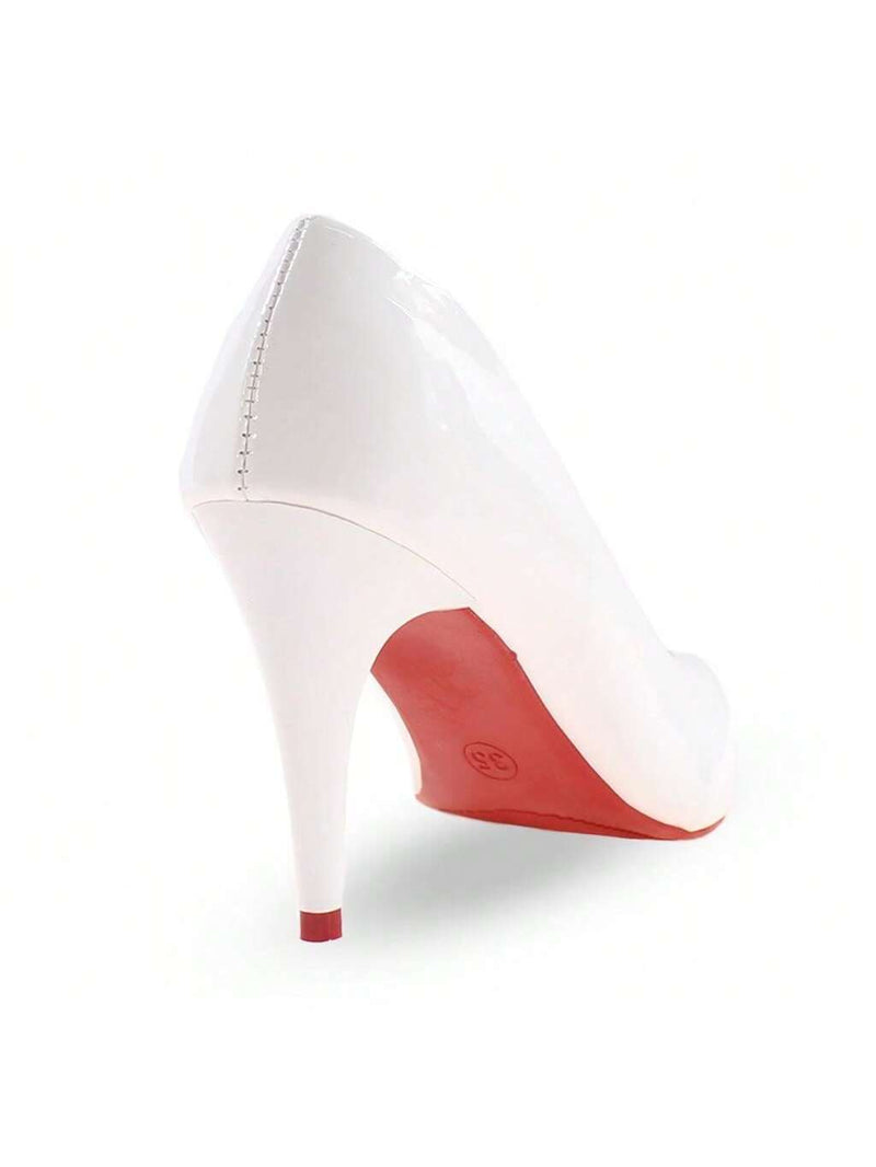 Scarpin Verniz Branco Feminino Salto Médio 8,5cm