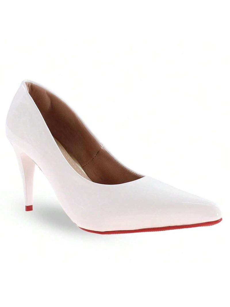 Scarpin Verniz Branco Feminino Salto Médio 8,5cm