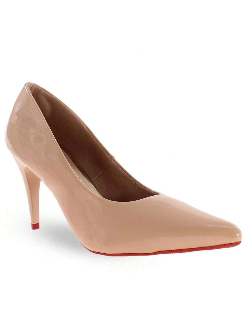 Scarpin Verniz Nude Feminino Salto Médio 8,5cm