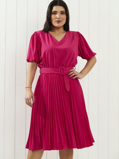 Vestido Plissado Addison Midi Plus Size