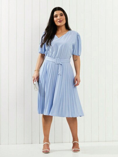 Vestido Plissado Addison Midi Plus Size