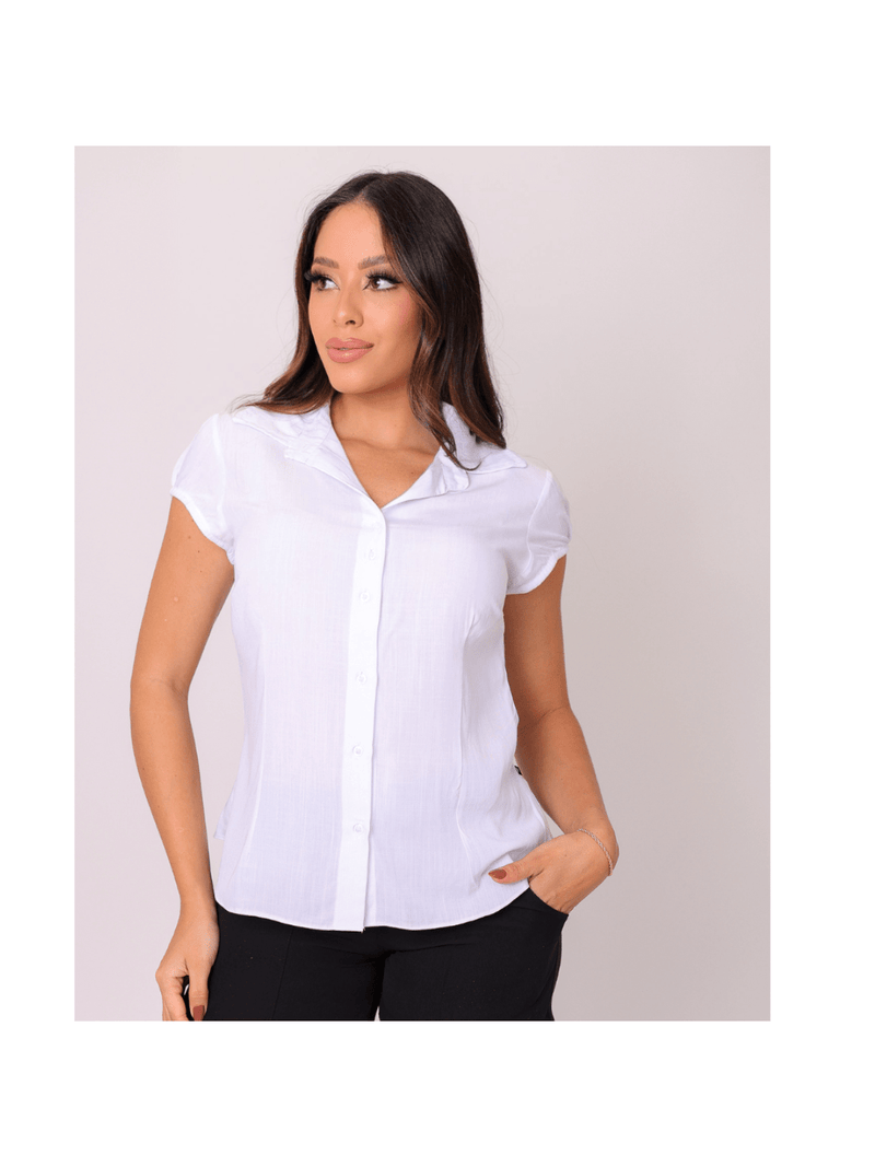 Blusa Camisa Social Feminina Manga Curta