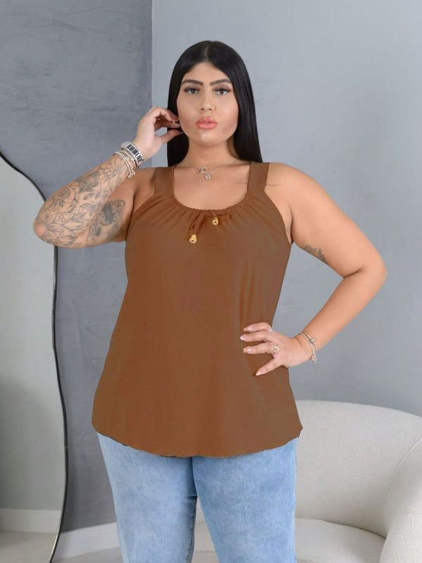 Regata Feminina Plus Size G3 Alça Grossa Duna Com Elastico