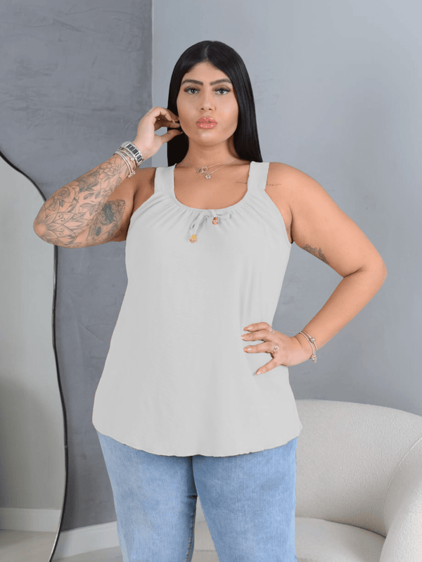 Regata Feminina Plus Size G3 Alça Grossa Duna Com Elastico